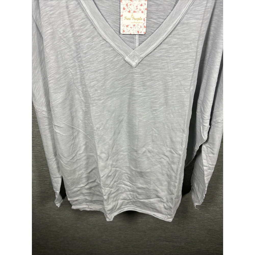 NEW Free People Women's On My Mind V-Neck Long Sleeve Shirt Light Gray Size XS - Picture 5 of 12